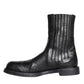 Dolce & Gabbana Black Horse Leather Mid Calf Boots Men Shoes