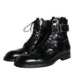 Dolce & Gabbana Black Logo Lace Up Mid Calf Men Boots Shoes