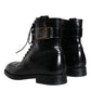 Dolce & Gabbana Black Logo Lace Up Mid Calf Men Boots Shoes