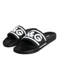 Dolce & Gabbana Black White Sandals Rubber Beachwear Shoes