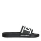 Dolce & Gabbana Black White Sandals Rubber Beachwear Shoes