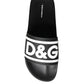 Dolce & Gabbana Black White Sandals Rubber Beachwear Shoes