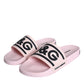 Dolce & Gabbana Black Pink Sandals Rubber Men Beachwear Shoes