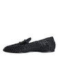 Dolce & Gabbana Black Woven Raffia Slip On Loafers Men Shoes