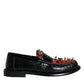 Dolce & Gabbana Black Leopard Print Studs Leather Loafers Shoes