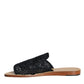 Dolce & Gabbana Black Monochrome Braided Raffia Slides Shoes