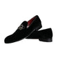 Dolce & Gabbana Black Velvet Crystal Crown Men Loafers Shoes