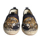 Dolce & Gabbana Black Cotton Leopard Slip On Espadrilles Shoes