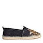 Dolce & Gabbana Black Cotton Leopard Slip On Espadrilles Shoes