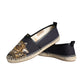 Dolce & Gabbana Black Cotton Leopard Slip On Espadrilles Shoes