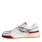 Dolce & Gabbana Red White Printed Leather Low Top Men Sneakers Shoes