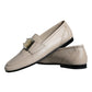 Dolce & Gabbana Beige Leather Logo Plaque Slip On Men Loafers Shoes