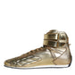 Dolce & Gabbana Gold Leather Sartoria High Top Sneakers Shoes