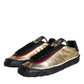 Dolce & Gabbana Black Gold Polyester Low Top Sneakers Shoes