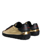 Dolce & Gabbana Black Gold Polyester Low Top Sneakers Shoes