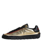 Dolce & Gabbana Black Gold Polyester Low Top Sneakers Shoes