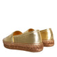 Dolce & Gabbana Gold Leather Loafers Flats Espadrille Shoes