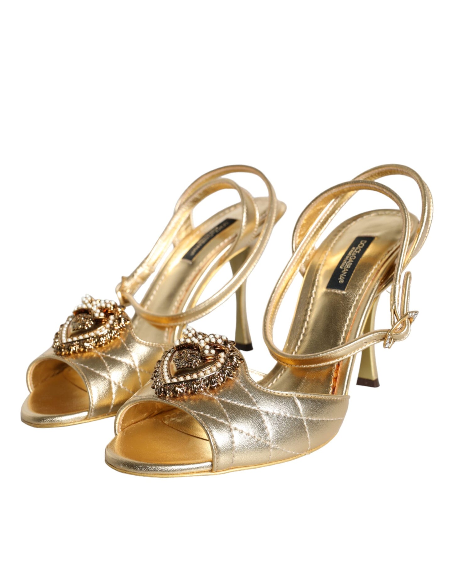 Dolce & Gabbana Gold Devotion Embellished Keira Sandals Shoes