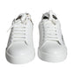 Dolce & Gabbana White Gold Portofino Low Top Leather Sneakers Shoes