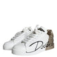 Dolce & Gabbana White Gold Portofino Low Top Leather Sneakers Shoes