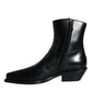 Dolce & Gabbana Black Leather Ankle Boots Booties Shoes