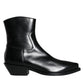 Dolce & Gabbana Black Leather Ankle Boots Booties Shoes