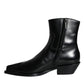 Dolce & Gabbana Black Leather Ankle Boots Booties Shoes