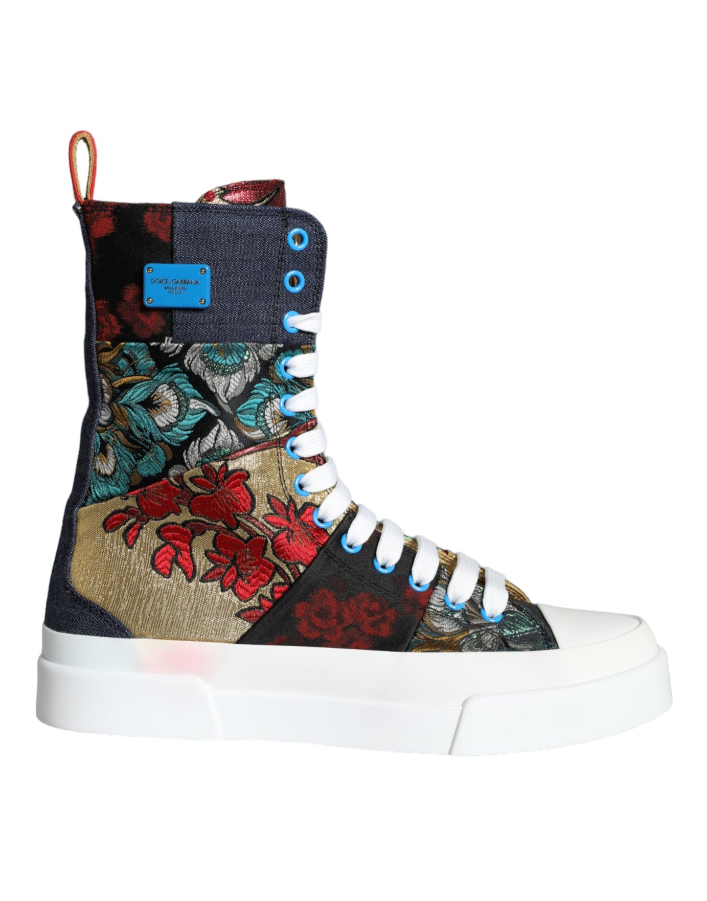 Dolce & Gabbana Multicolor Patchwork Logo High Top Sneakers Shoes