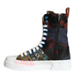 Dolce & Gabbana Multicolor Patchwork Logo High Top Sneakers Shoes