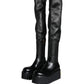 Dolce & Gabbana Black Leather Logo Knee High Boots Shoes