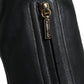 Dolce & Gabbana Black Leather Logo Knee High Boots Shoes