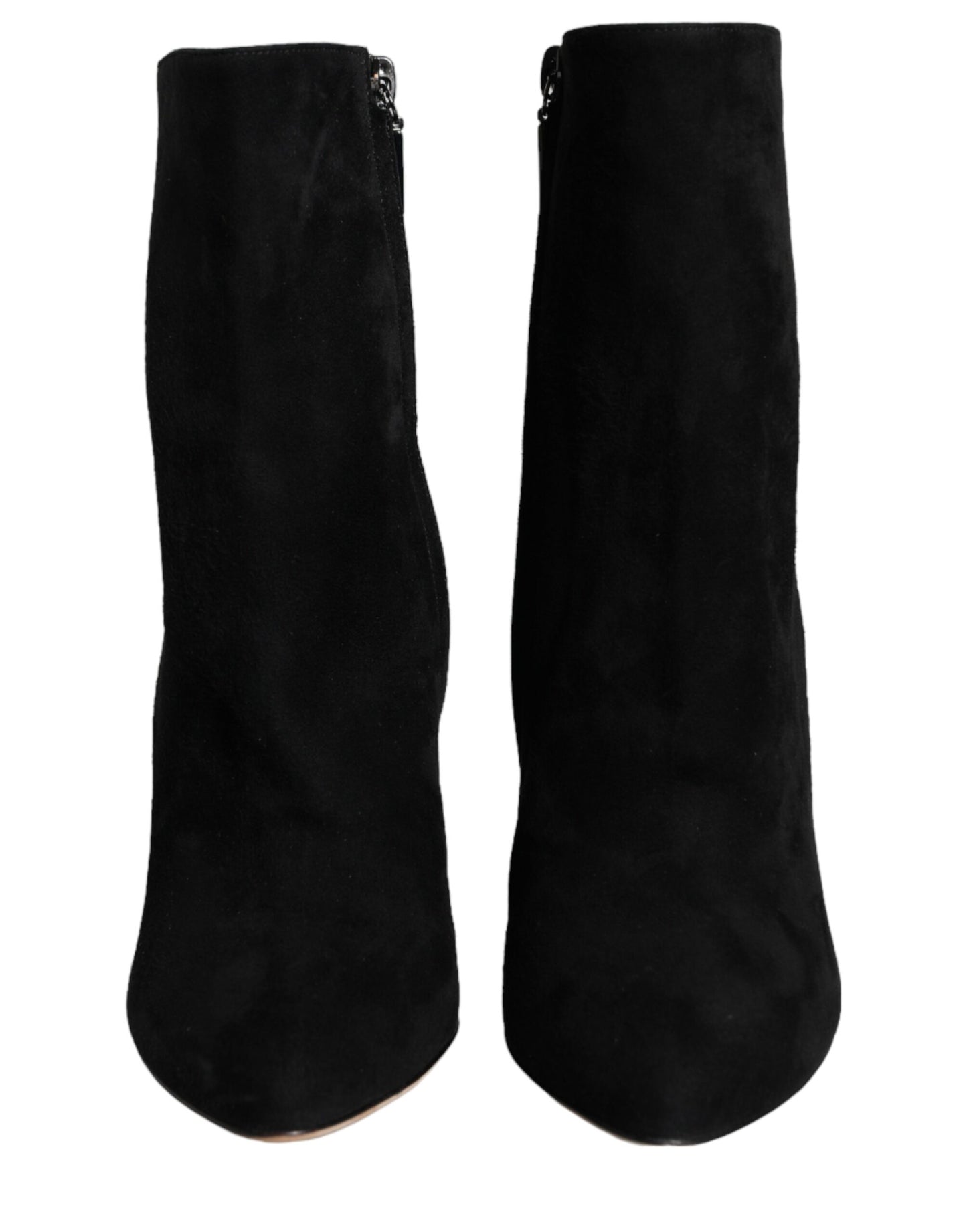 Dolce & Gabbana Black Suede Leather Mid Calf Boots Shoes