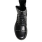 Dolce & Gabbana Black Leather Combat Mid Calf Boots Shoes