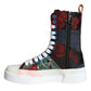 Dolce & Gabbana Multicolor Patchwork Logo High Top Sneakers Shoes