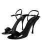 Dolce & Gabbana Black KEIRA Leather Heels Sandals Shoes