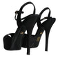 Dolce & Gabbana Black Leather Platform Heels Sandals Shoes