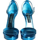 Dolce & Gabbana Metallic Blue Leather Keira Sandals Shoes