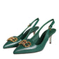 Dolce & Gabbana Dark Green DG Amore Leather Slingbacks Shoes