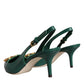 Dolce & Gabbana Dark Green DG Amore Leather Slingbacks Shoes