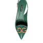 Dolce & Gabbana Dark Green DG Amore Leather Slingbacks Shoes