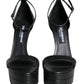 Dolce & Gabbana Black Lamb Leather Ankle Strap Sandals Shoes