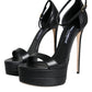 Dolce & Gabbana Black Lamb Leather Ankle Strap Sandals Shoes