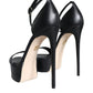 Dolce & Gabbana Black Lamb Leather Ankle Strap Sandals Shoes