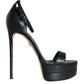 Dolce & Gabbana Black Lamb Leather Ankle Strap Sandals Shoes