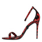 Dolce & Gabbana Red Leopard Leather Ankle Strap Keira Sandals Shoes