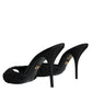 Dolce & Gabbana Black Keira Cordonetto Heels Slides Shoes