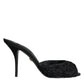 Dolce & Gabbana Black Keira Cordonetto Heels Slides Shoes