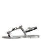 Dolce & Gabbana Silver Crystal Sandals Flats Flip Flops Shoes