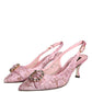 Dolce & Gabbana Pink Taormina Lace Crystal Heel Slingbacks Shoes