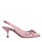 Dolce & Gabbana Pink Taormina Lace Crystal Heel Slingbacks Shoes